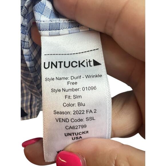 UNTUCKit Men's Slim Fit 100% Cotton Wrinkle Free Button Up Medium - Picture 6 of 11